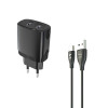 Aspor A811 Мережевий зарядний пристрій (2USB/2.4A) + USB кабель Type-C- чорний
