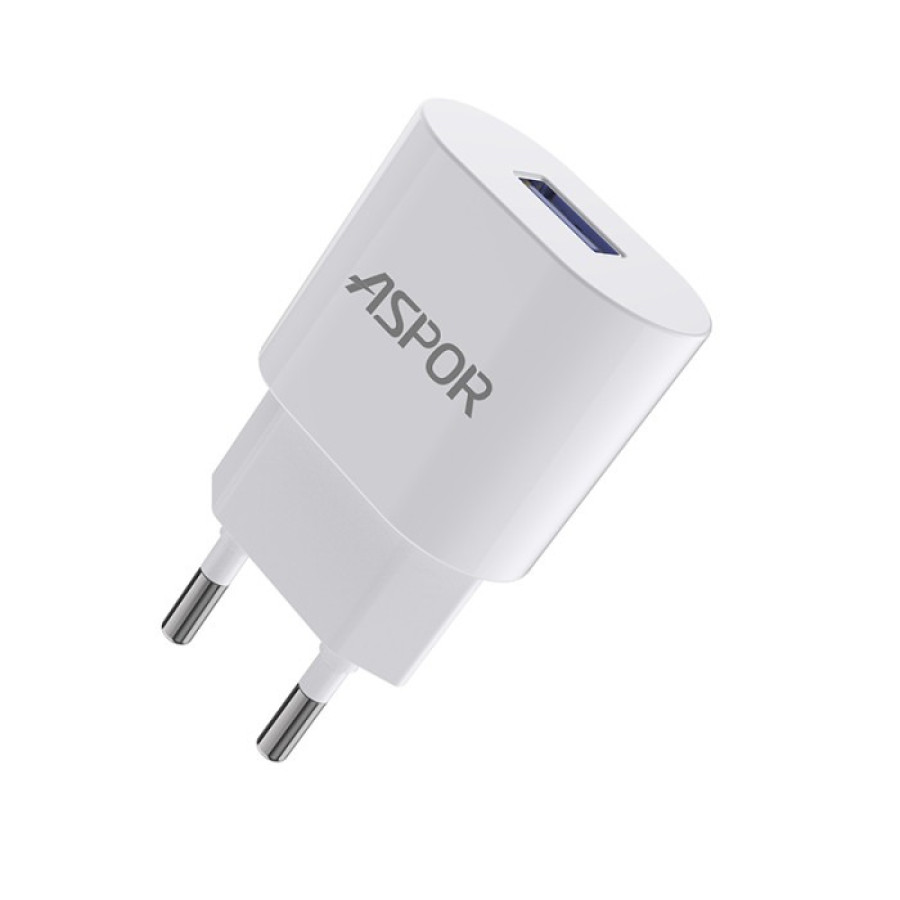 Aspor A818 Plus Мережевий зарядний пристрій (1USB/2.4A)- білий