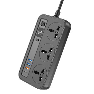 Aspor A505 Мережевий фільтр-подовжувач PD (3USB/USB-C/3A/20W/2м)- чорний