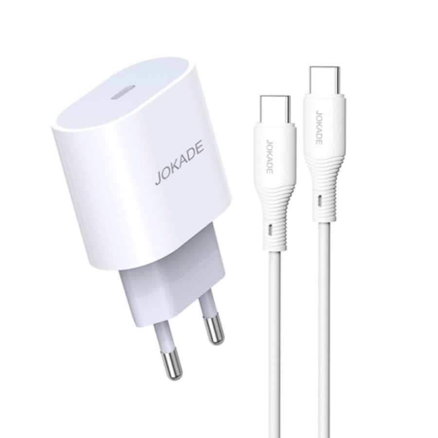 Jokade JB010 Мережевий зарядний пристрій (USB-C/PD25W) + кабель Type-C to Lightning -білий