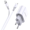 Jokade JB010 Мережевий зарядний пристрій (USB-C/PD25W) + кабель Type-C to Lightning -білий