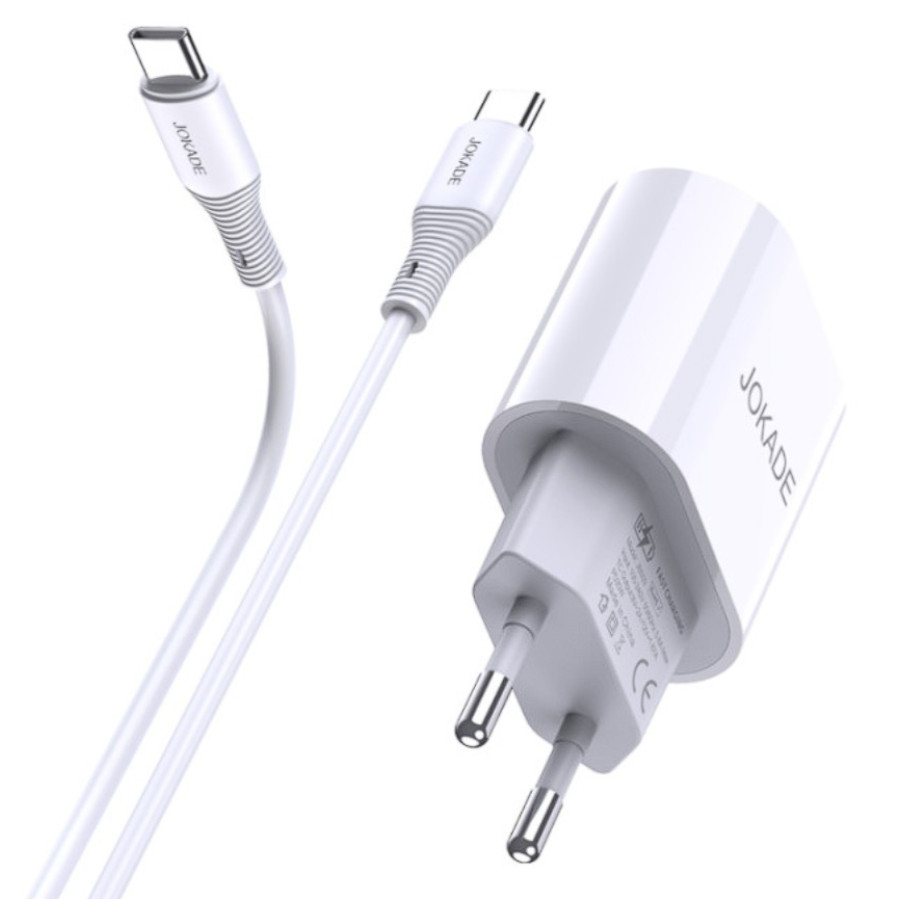 Jokade JB010 Мережевий зарядний пристрій (USB-C/PD25W) + кабель Type-C to Lightning -білий