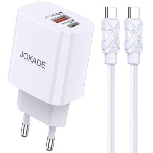 Jokade JB042 Мережевий зарядний пристрій (USB-C/USB/QC18W/PD20W) + кабель Type-C to Type-C -білий