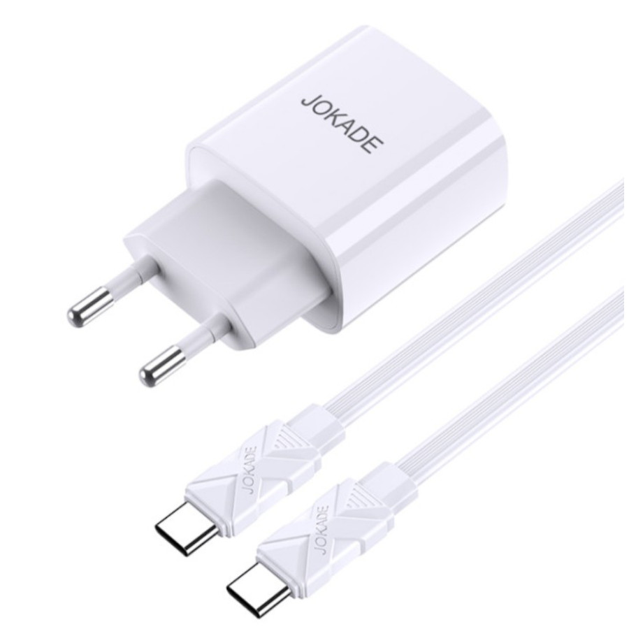 Jokade JB042 Мережевий зарядний пристрій (USB-C/USB/QC18W/PD20W) + кабель Type-C to Type-C -білий