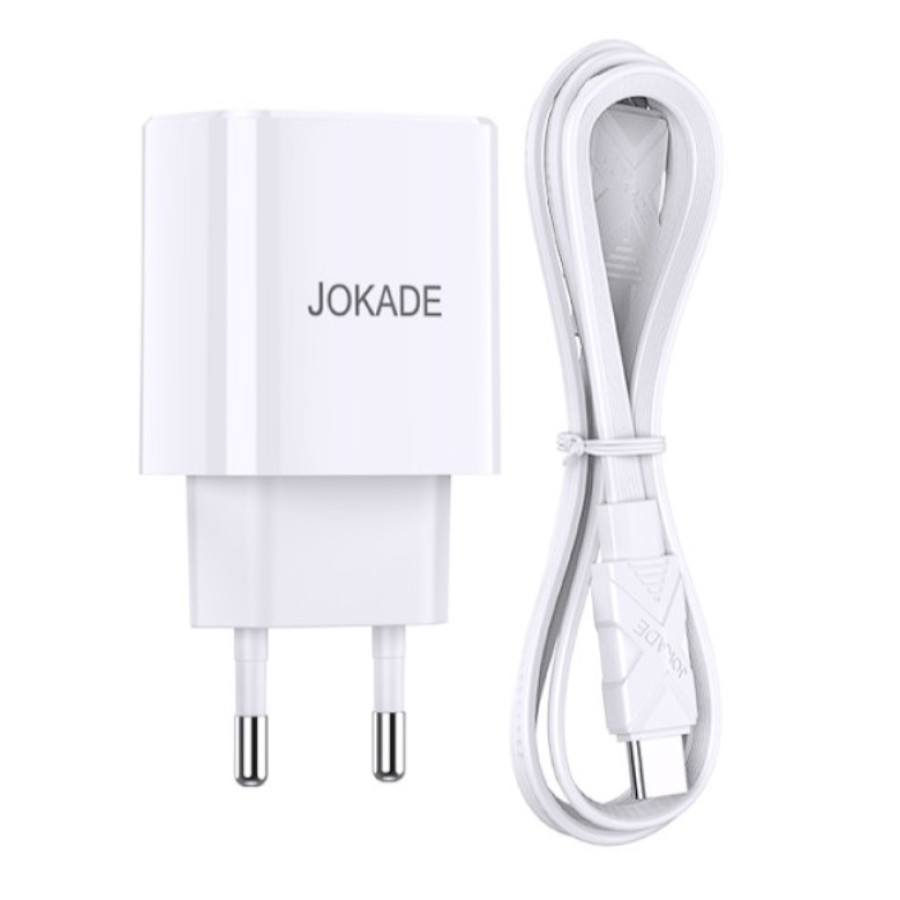 Jokade JB042 Мережевий зарядний пристрій (USB-C/USB/QC18W/PD20W) + кабель Type-C to Type-C -білий