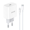 Jokade JB069 Мережевий зарядний пристрій (USB-C/27W) + кабель Type-C to Lightning- білий