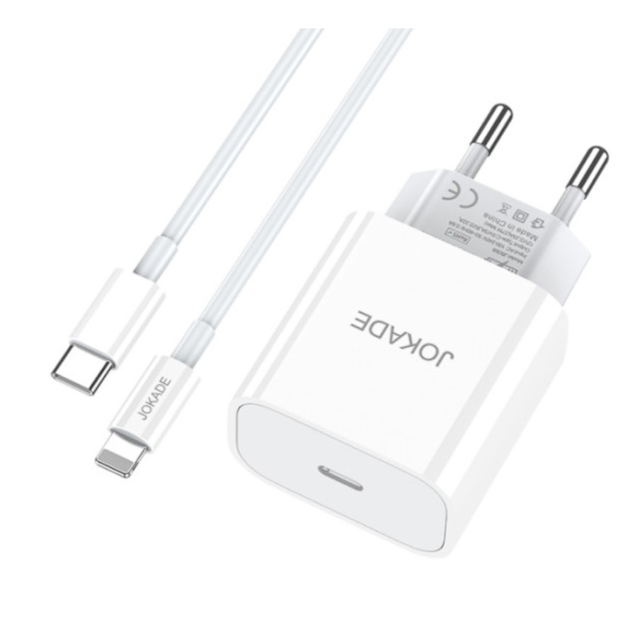 Jokade JB069 Мережевий зарядний пристрій (USB-C/27W) + кабель Type-C to Lightning- білий