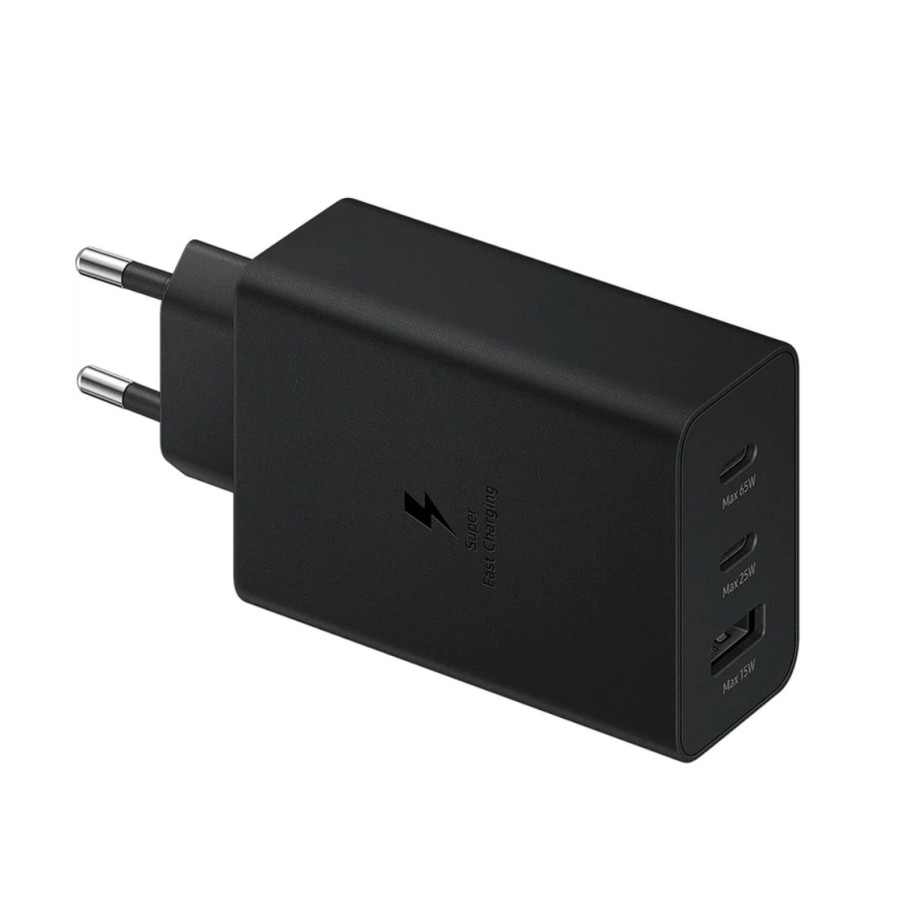Samsung 65W Power Adapter Trio (with Type-C cable) Black (EP-T6530XBE) (High Copy)