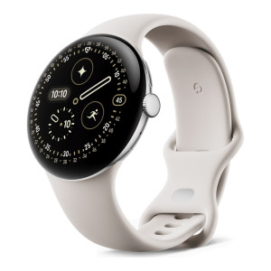 Google Pixel Watch 4 45mm Wi-Fi Polished Silver Aluminum case / Porcelain Active Band
