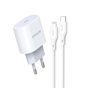 Jokade JB010 Мережевий зарядний пристрій (USB-C/PD20W) + кабель Type-C to Lightning -білий