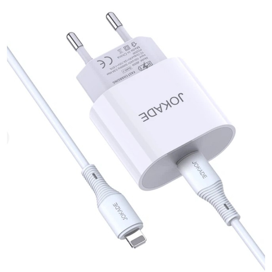 Jokade JB010 Мережевий зарядний пристрій (USB-C/PD20W) + кабель Type-C to Lightning -білий