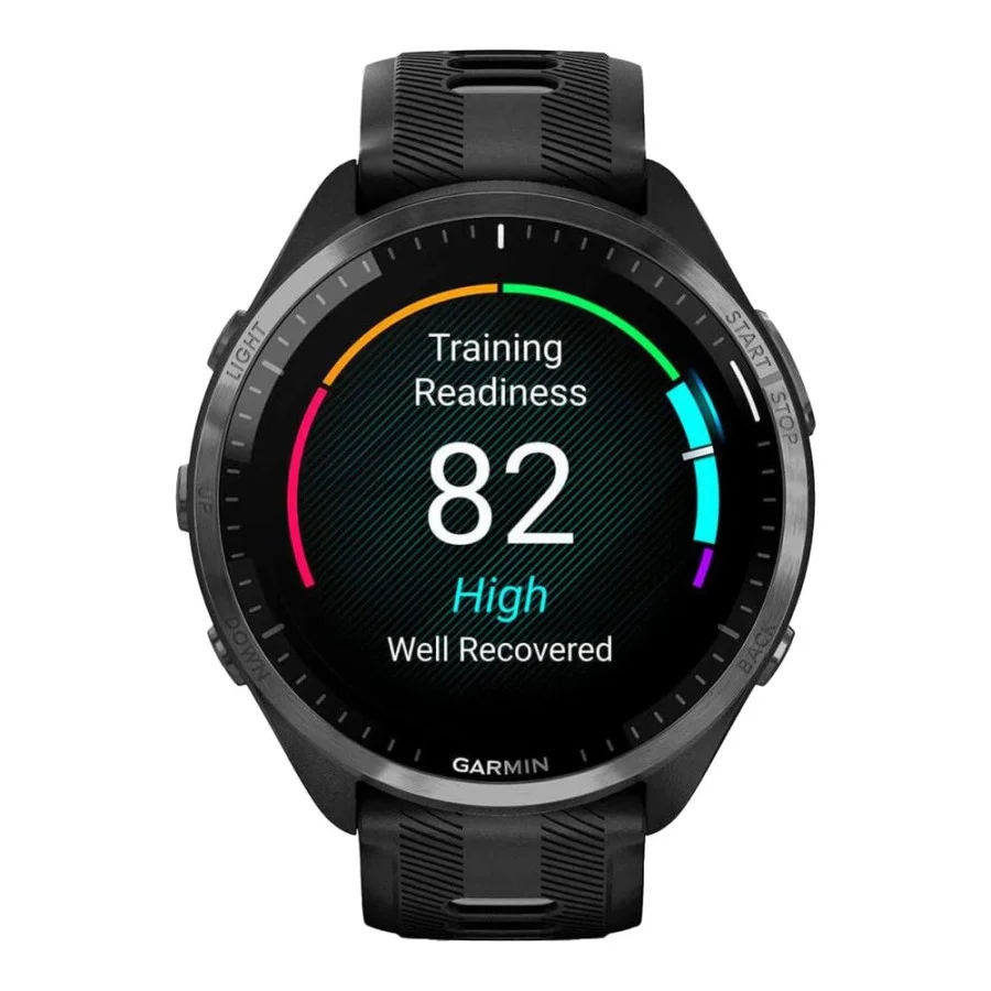Garmin Forerunner 965 Carbon Gray Titanium Bezel w. Blk Case and Blk/Powder Gray S. Band (010-02809-00/10/8
