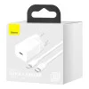 Baseus Super Si Quick Charger White W/Type-C - Lightning Cable (TZCCSUP-B02)
