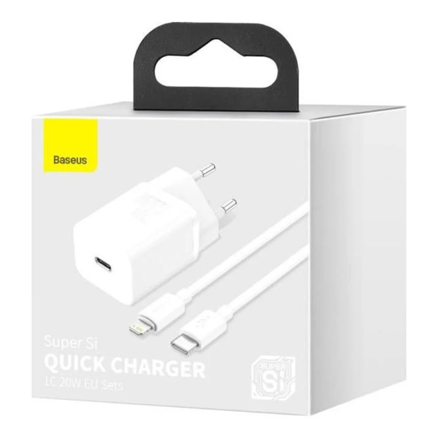 Baseus Super Si Quick Charger White W/Type-C - Lightning Cable (TZCCSUP-B02)