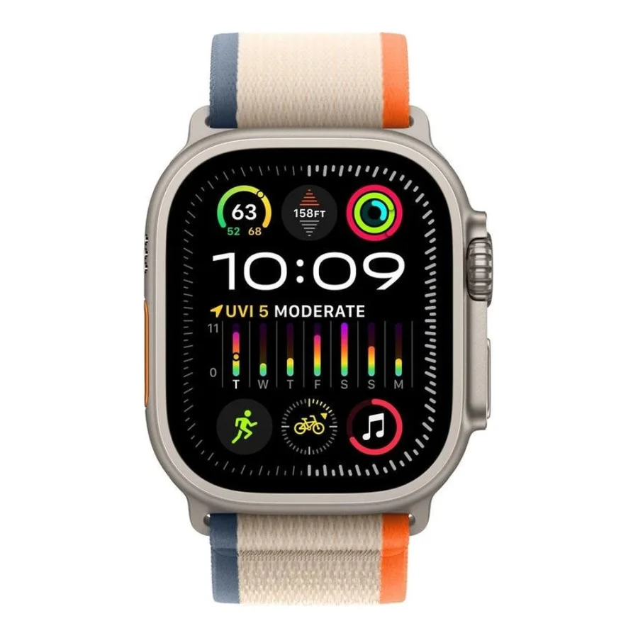 Apple Watch Ultra 2 GPS + Cellular 49mm Titanium Case with Orange/Beige Trail Loop - S/M (MRF13)