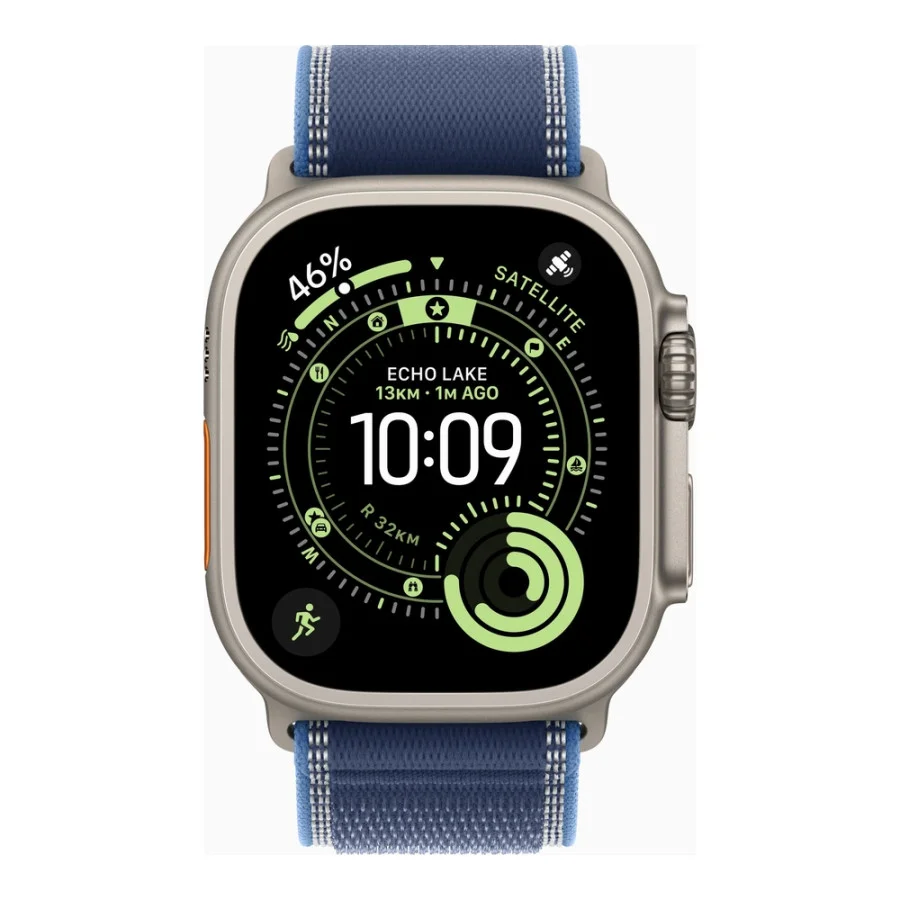 Apple Watch Ultra 3 GPS + Cellular 49mm Natural Tit. Case w. Blue/Bright Blue Trail Loop - S/M (MEWR4)