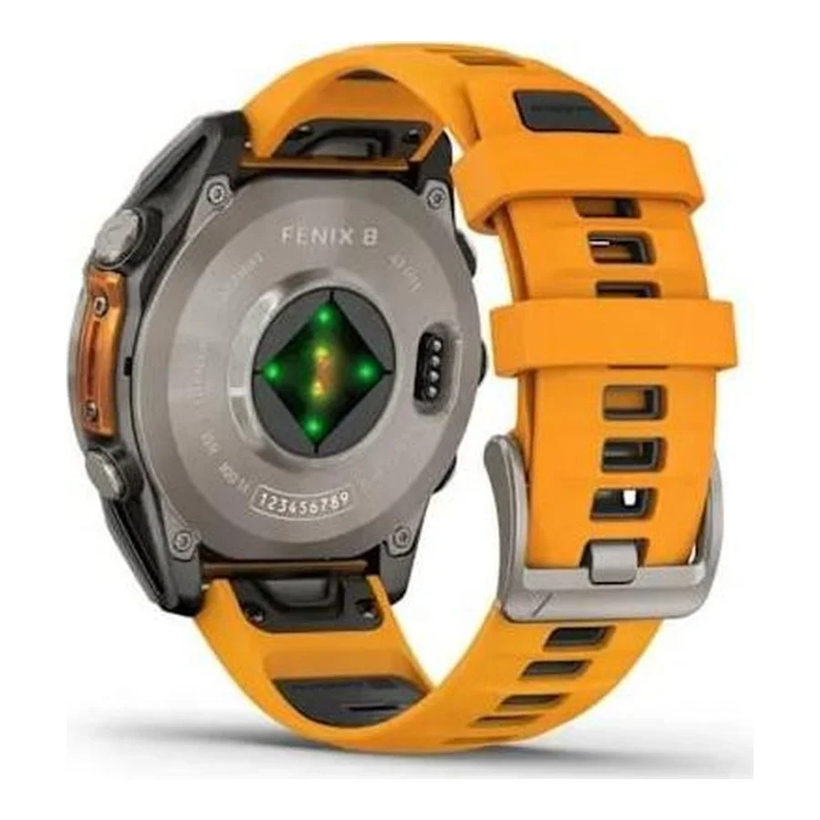 Garmin Fenix 8 47mm AMOLED Sapphire Titanium w. Spark Orange/Graphite Silicone Band (010-02904-10/11/19)