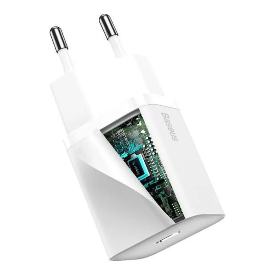 Baseus Super Si Quick Charger White W/Type-C - Lightning Cable (TZCCSUP-B02)