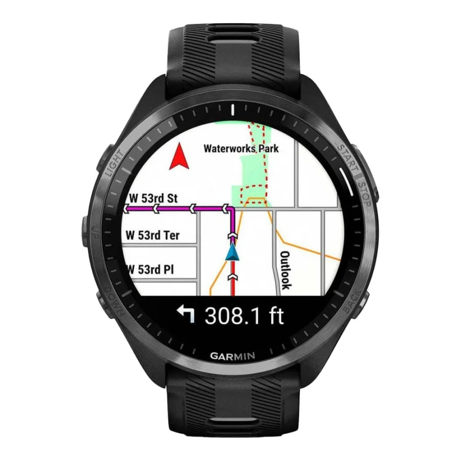 Garmin Forerunner 965 Carbon Gray Titanium Bezel w. Blk Case and Blk/Powder Gray S. Band (010-02809-00/10/8