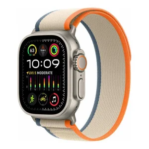 Apple Watch Ultra 2 GPS + Cellular 49mm Titanium Case with Orange/Beige Trail Loop - S/M (MRF13)