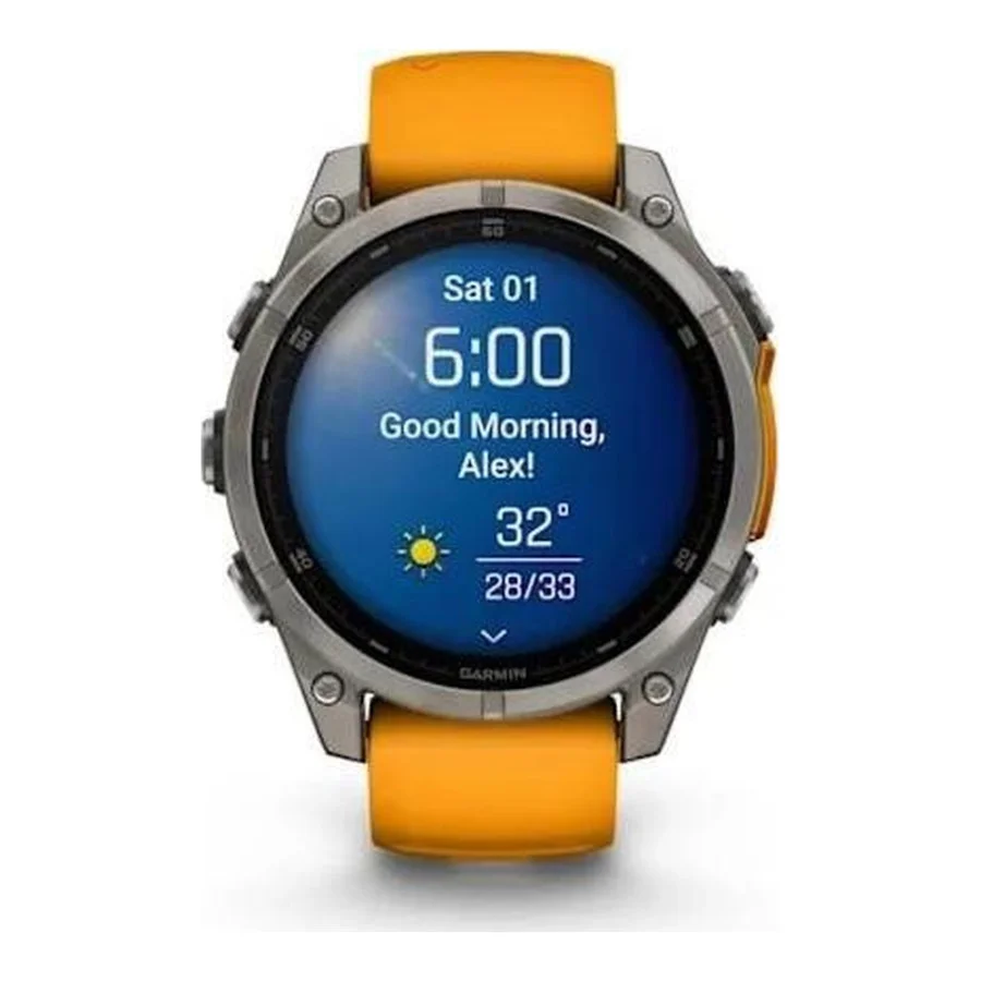 Garmin Fenix 8 47mm AMOLED Sapphire Titanium w. Spark Orange/Graphite Silicone Band (010-02904-10/11/19)