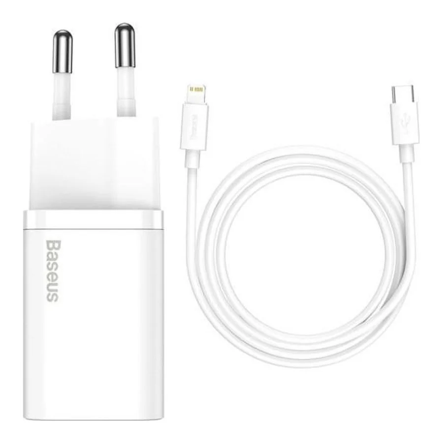 Baseus Super Si Quick Charger White W/Type-C - Lightning Cable (TZCCSUP-B02)