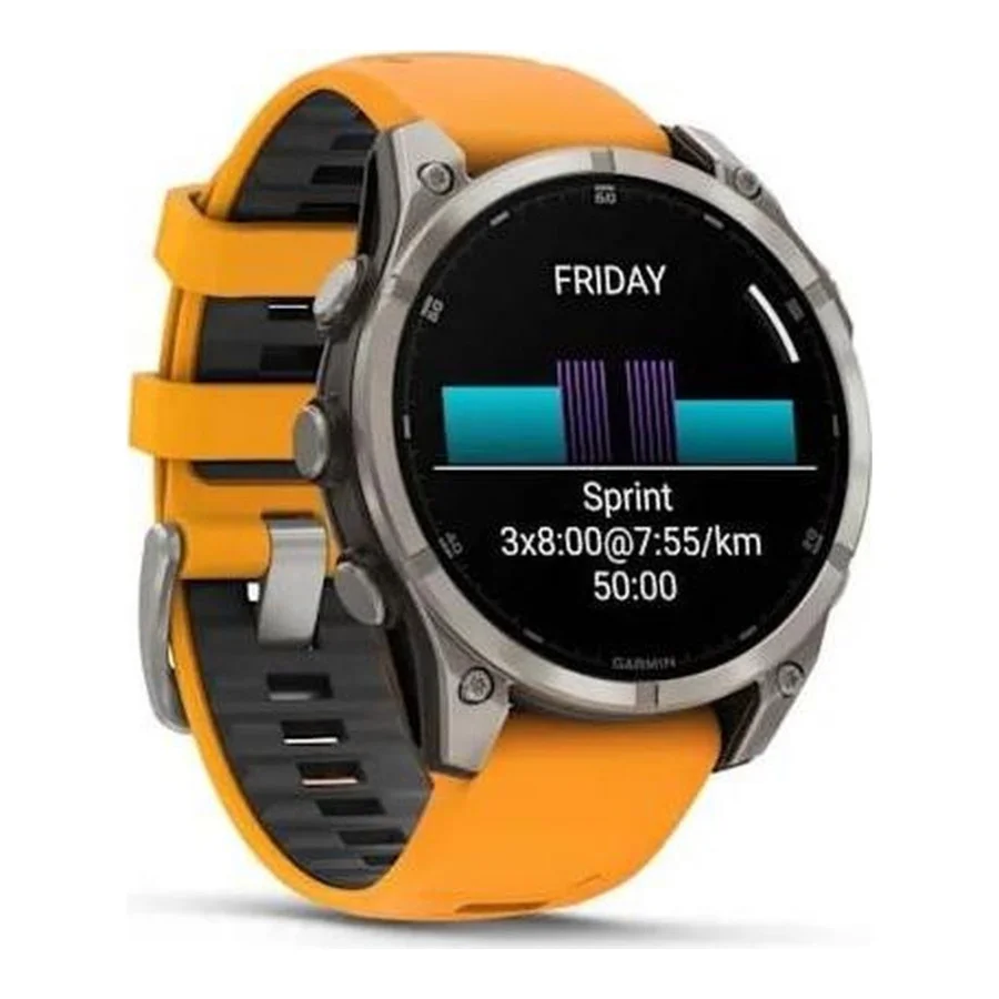 Garmin Fenix 8 47mm AMOLED Sapphire Titanium w. Spark Orange/Graphite Silicone Band (010-02904-10/11/19)