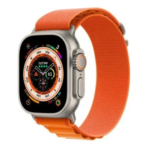 Apple Watch Ultra GPS + Cellular 49mm Titanium Case with Orange Alpine Loop - Large (MQEV3/MQFM3)