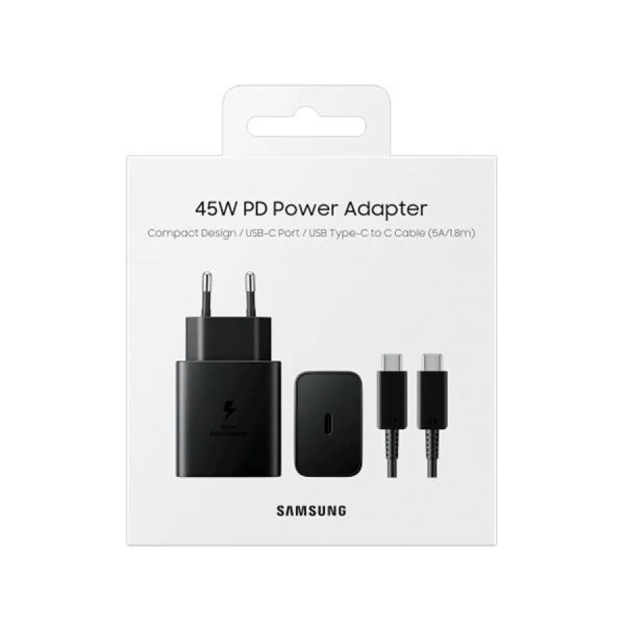 Samsung 45W Travel Adapter (with Type-C cable) Black (EP-TA845XBE) (High Copy)