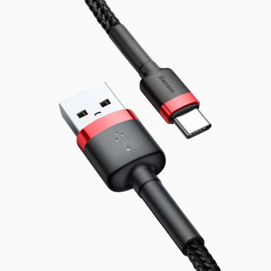 Baseus Cafule Cable USB For Type-C 3A 1M Red+Black (CATKLF-B91)