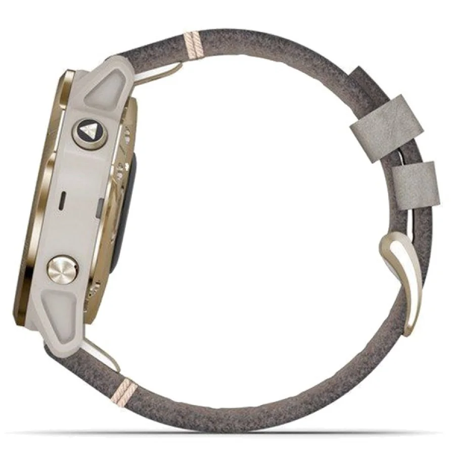 Garmin Fenix 6S Pro Sapphire Light Gold with Shale Grey Leather Band (010-02159-40)