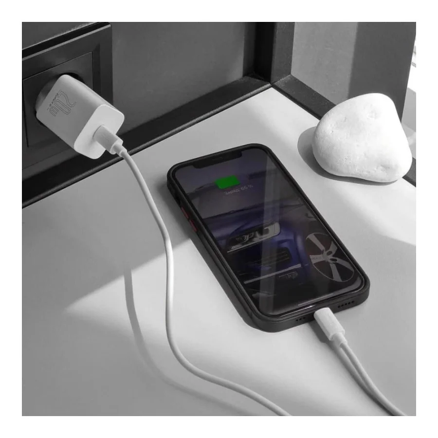 Baseus Super Silicone PD Charger 20W Type-C White (CCSUP-B02)