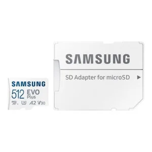 Samsung 512 GB microSDXC Class 10 UHS-I U3 V30 A2 EVO Plus + SD Adapter (MB-MC512SA)