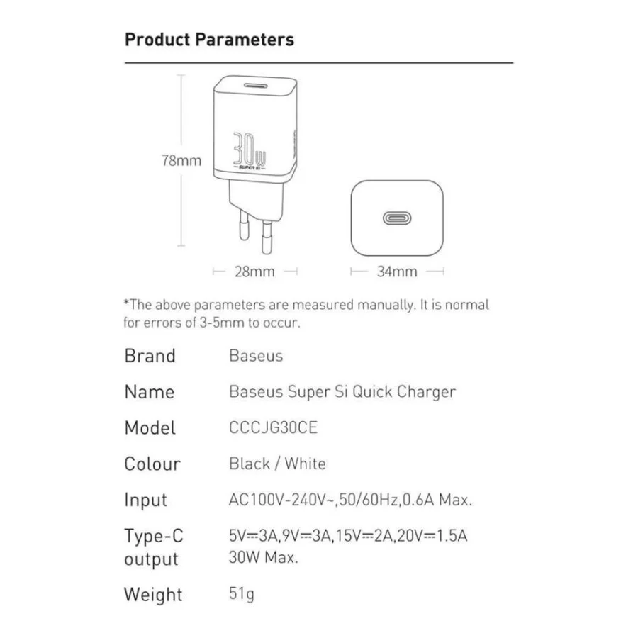 Baseus Super Si 30W Black (CCSUP-J01)