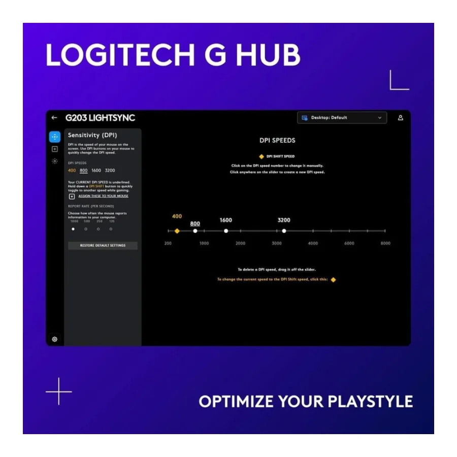 Logitech G203 Gaming Lightsync RGB White (910-005797)