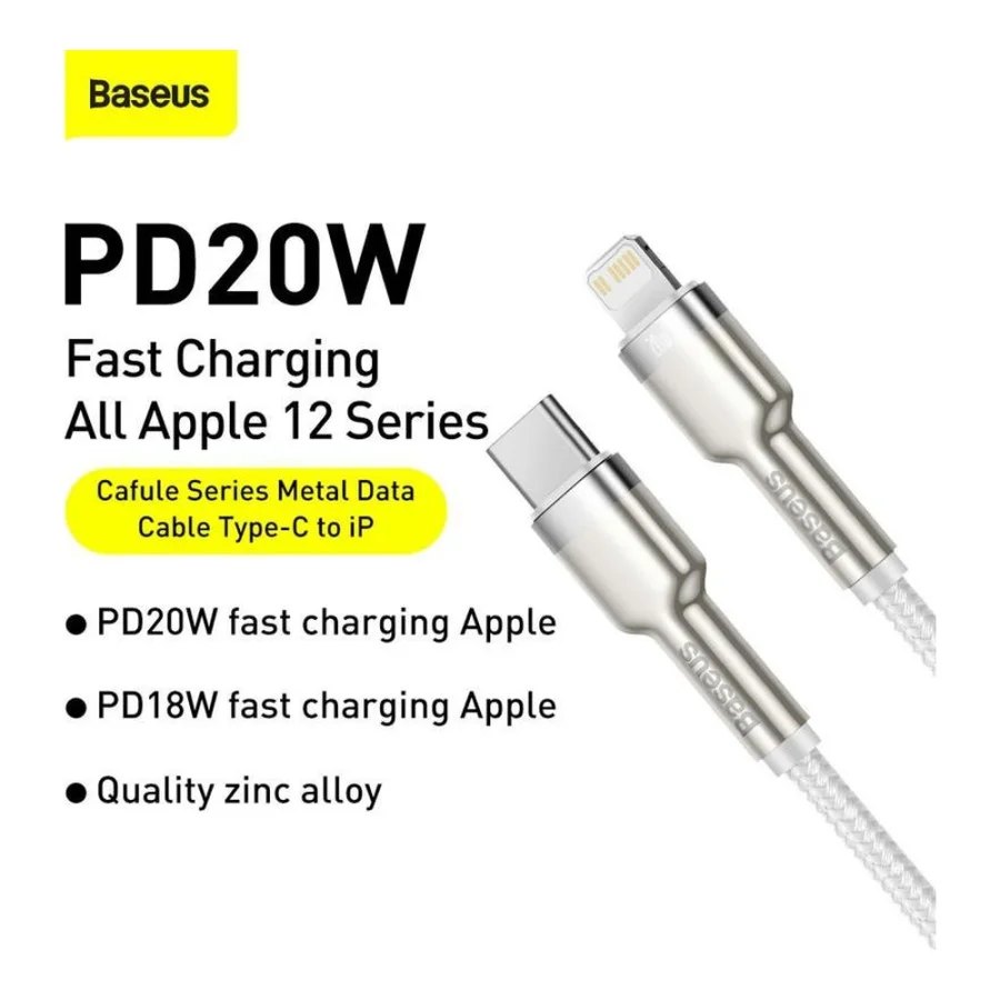 Baseus Lightning to USB Type-C Cafule Metal Data Cable PD 2m Black (CATLJK-B01)