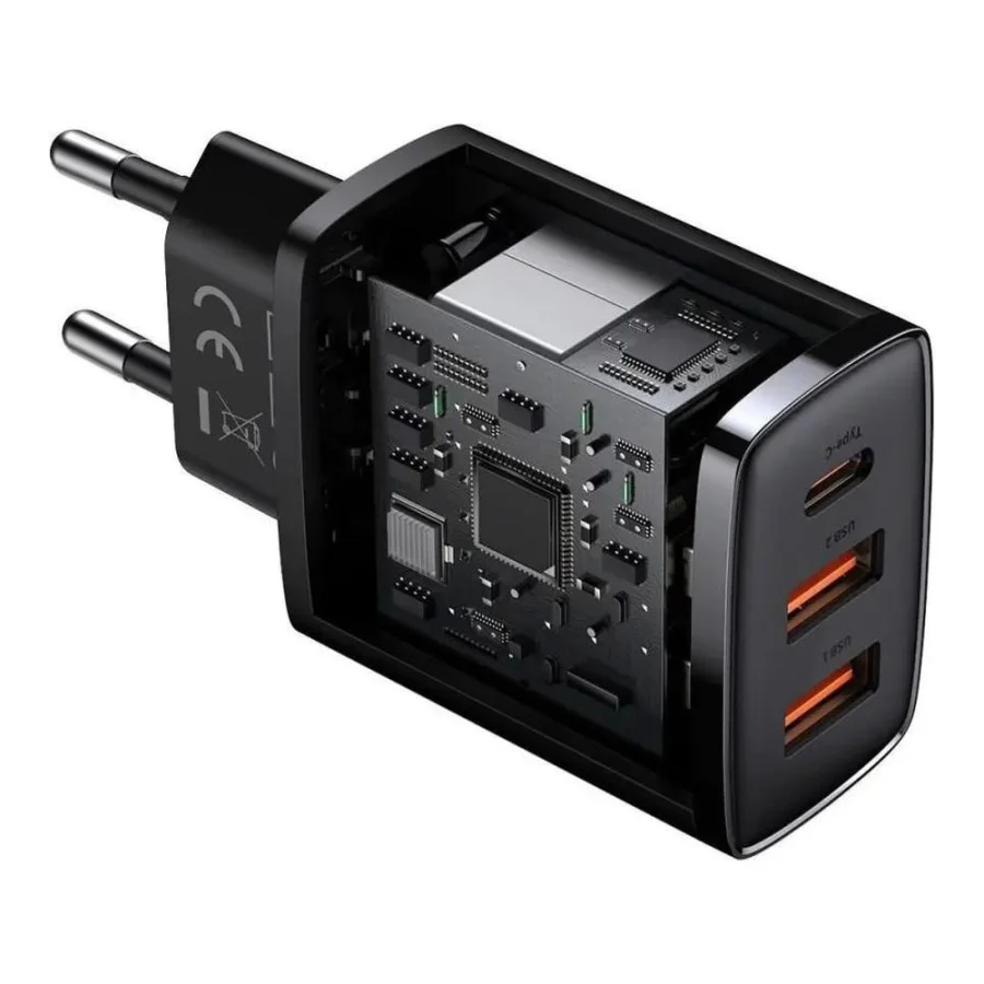 Baseus Compact Quick Charger 2xUSB U+C 30W Black (CCXJ-E01)