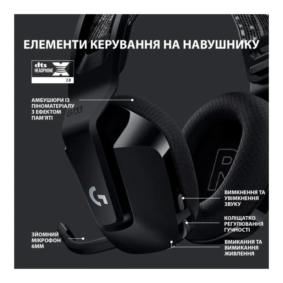 Logitech G733 Lightspeed Wireless RGB Black (981-000864, 981-000867)