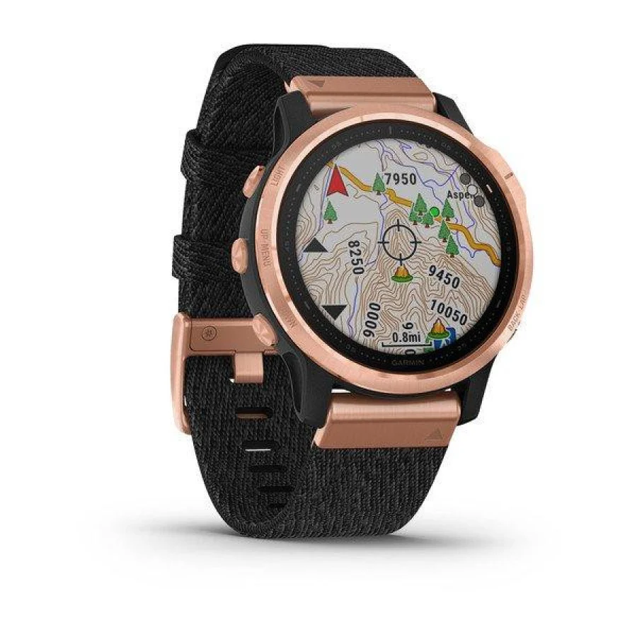 Garmin Fenix 6S Pro Sapphire Rose Gold with Heathered Black Nylon Band (010-02159-37)