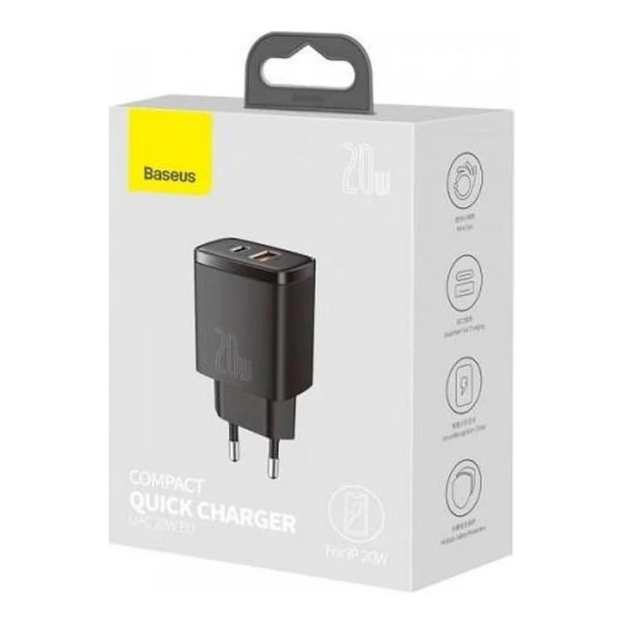 Baseus Compact Quick Charger U+C 20W Black (CCXJ-B01)