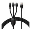Baseus Flash Series II 100W 3-in-1 USB to Type-C/Lightning/Micro USB 1.2m Black (CASS030001)