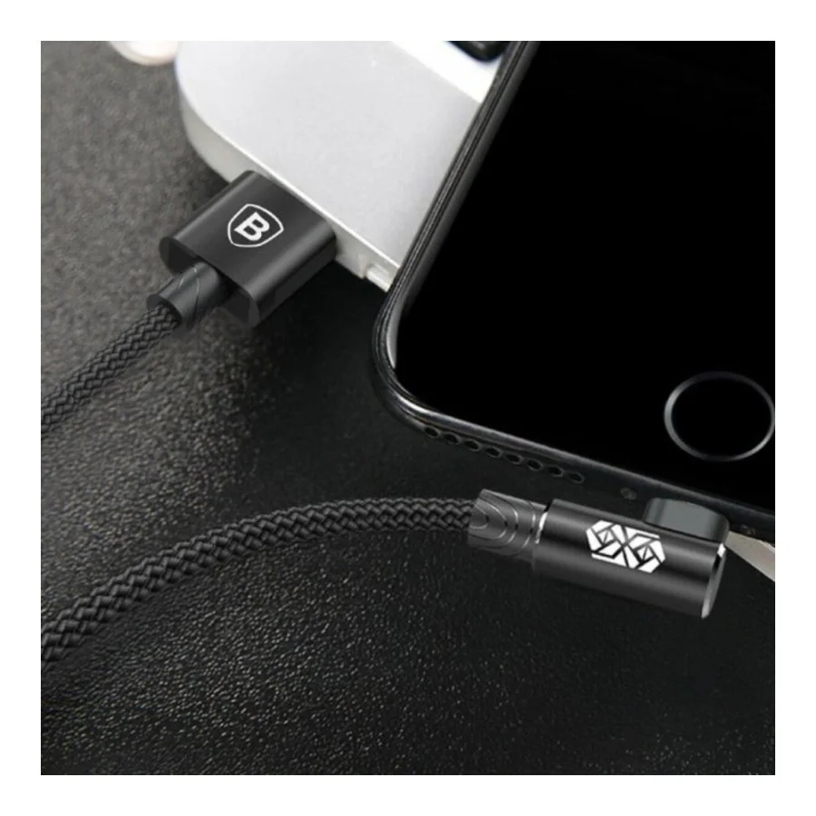 Baseus MVP Elbow Type Cable USB For IP 2A 1M Black (CALMVP-01)