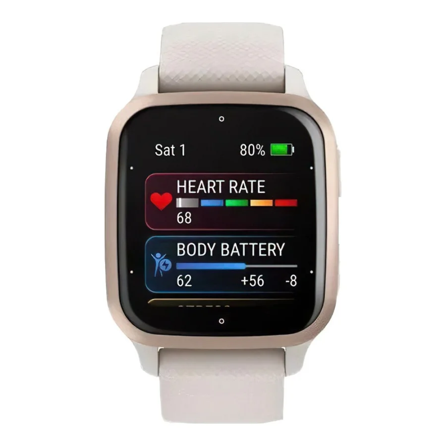 Garmin Venu Sq 2 – Music Edition Peach Gold Al. Bezel w. Ivory Case and S. Band (010-02700-01/11/81)