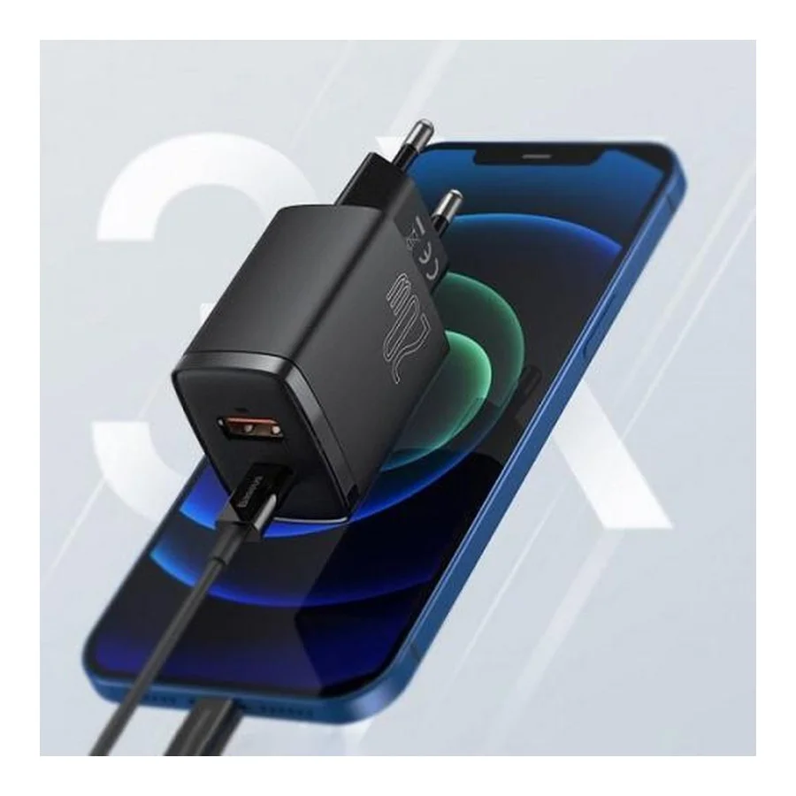 Baseus Compact Quick Charger U+C 20W Black (CCXJ-B01)