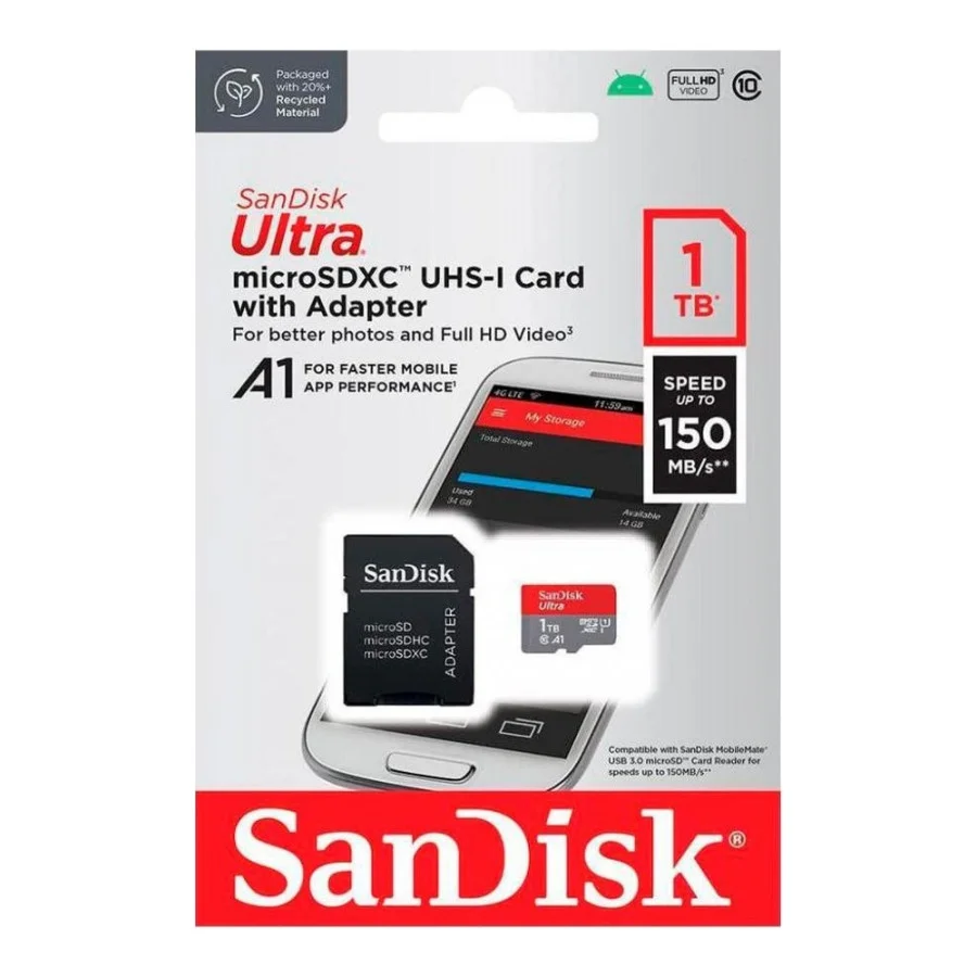 SanDisk 1 TB microSDXC UHS-I U1 V30 A2 Ultra (SDSQUAC-1T00-GN6MA, SDSQUAC-1T00-GN6MN)