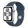 Apple Watch SE 2 GPS + Cellular 44mm Silver Aluminum Case w. Storm Blue Sport Band - M/L (MRHH3)