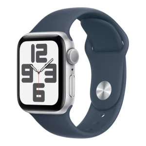 Apple Watch SE 2 GPS + Cellular 44mm Silver Aluminum Case w. Storm Blue Sport Band - M/L (MRHH3)