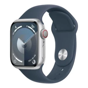 Apple Watch Series 9 GPS 45mm Silver Alu. Case w. Storm Blue S. Band - M/L (MR9E3)