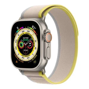 Apple Watch Ultra GPS + Cellular 49mm Titanium Case with Yellow/Beige Trail Loop - M/L (MQF23/MQFU3)