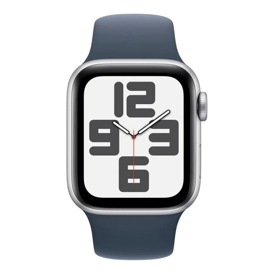Apple Watch SE 2 GPS + Cellular 44mm Silver Aluminum Case w. Storm Blue Sport Band - M/L (MRHH3)